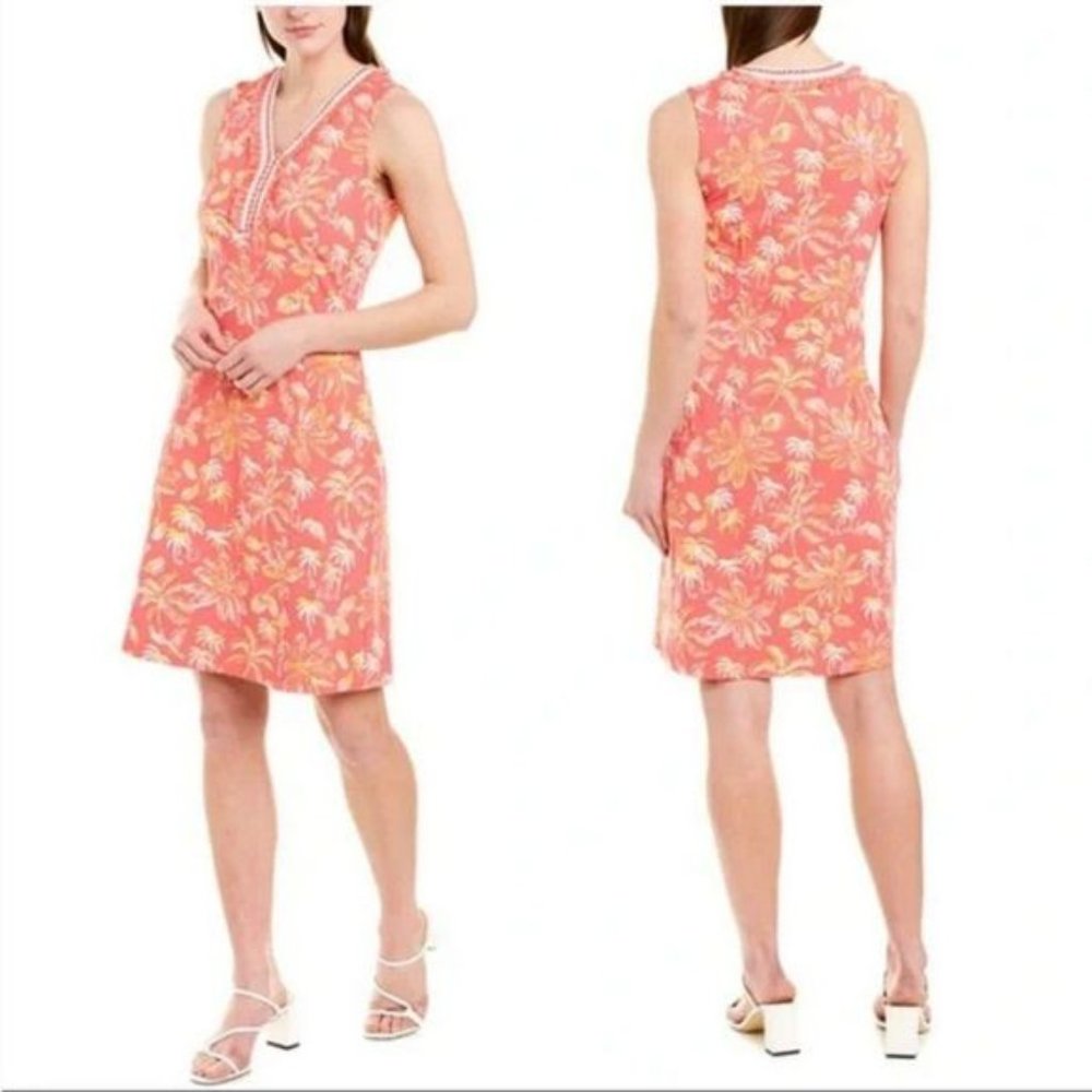 J.Mclaughlin Brent Kona Palm Tree Dress Coral, Pink Size M
